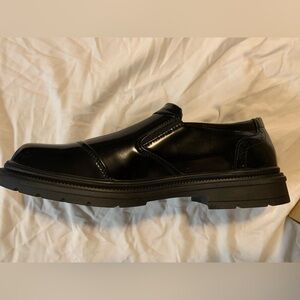 Men's Black Leather Slip-On Shoes